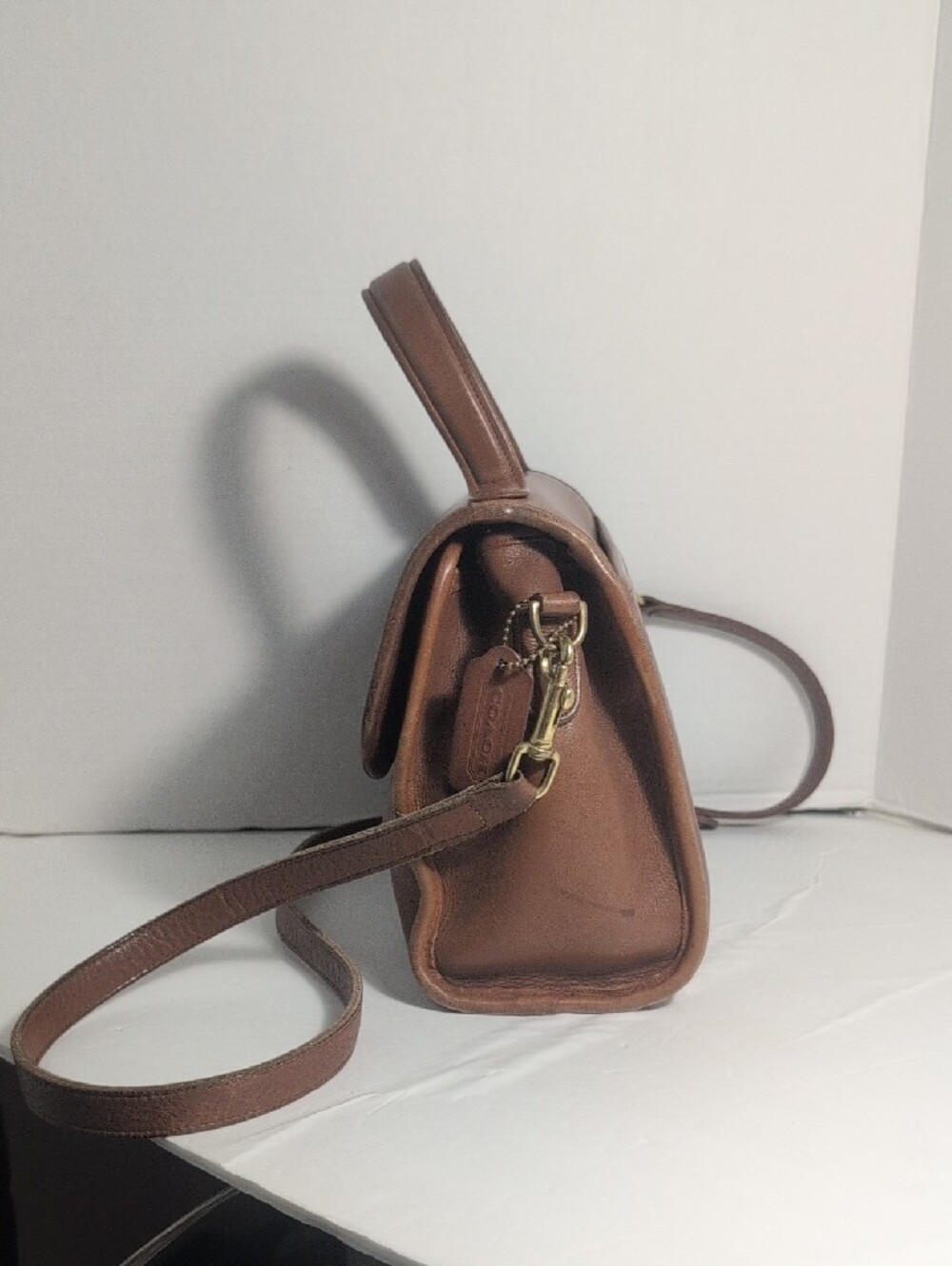 Vintage COACH Brown Leather Top-Handle Satchel with Removable Strap - Picture 3 of 12